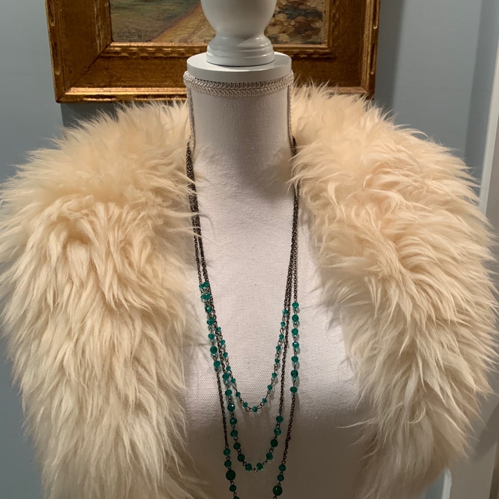 Vintage Green Glass necklace and beaded bracelet